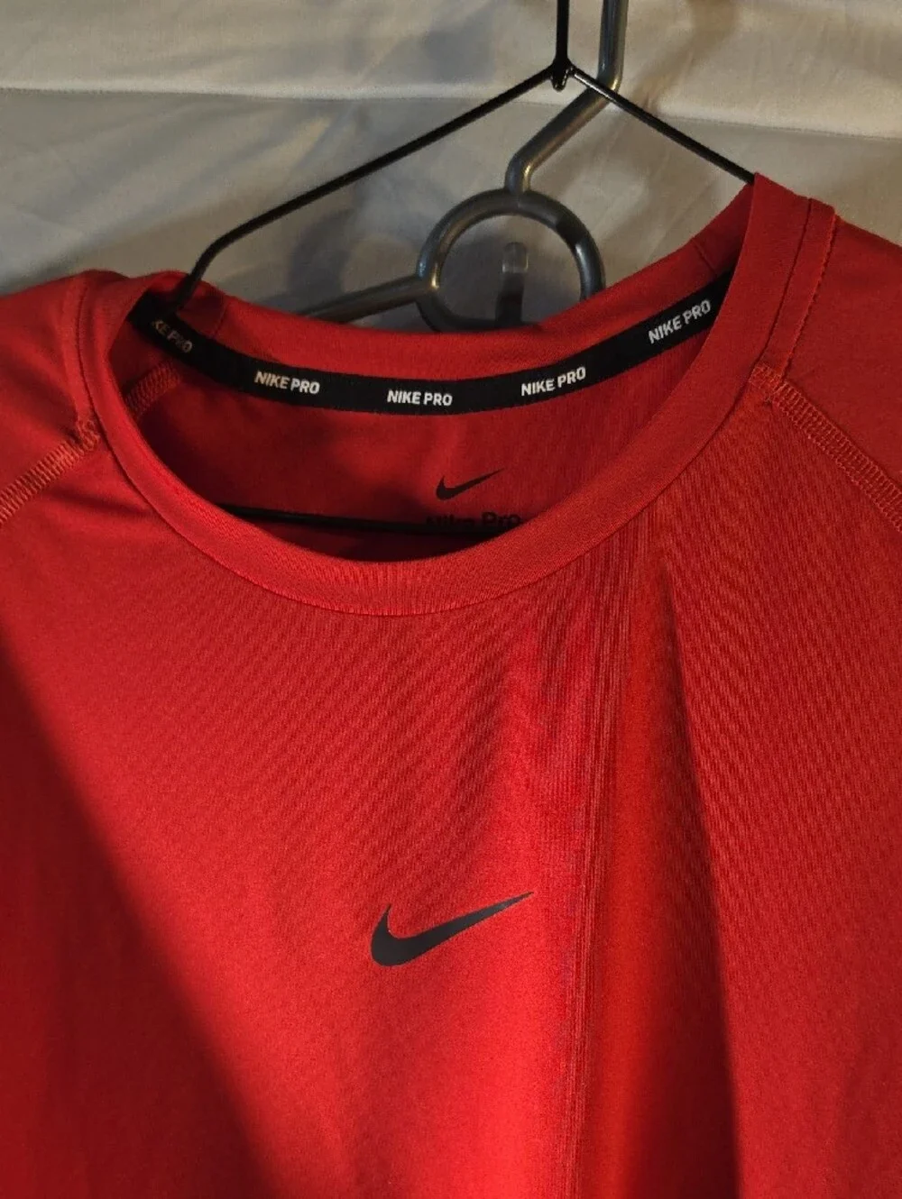 Nike Red Short Sleeve Athletic Tee with Black Swoosh